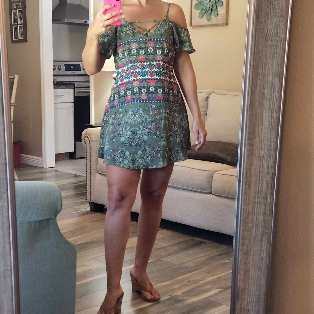 Green floral dress